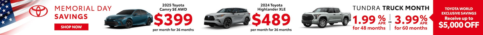 Toyota World of Clinton March 24 Lease Banner Desktop
